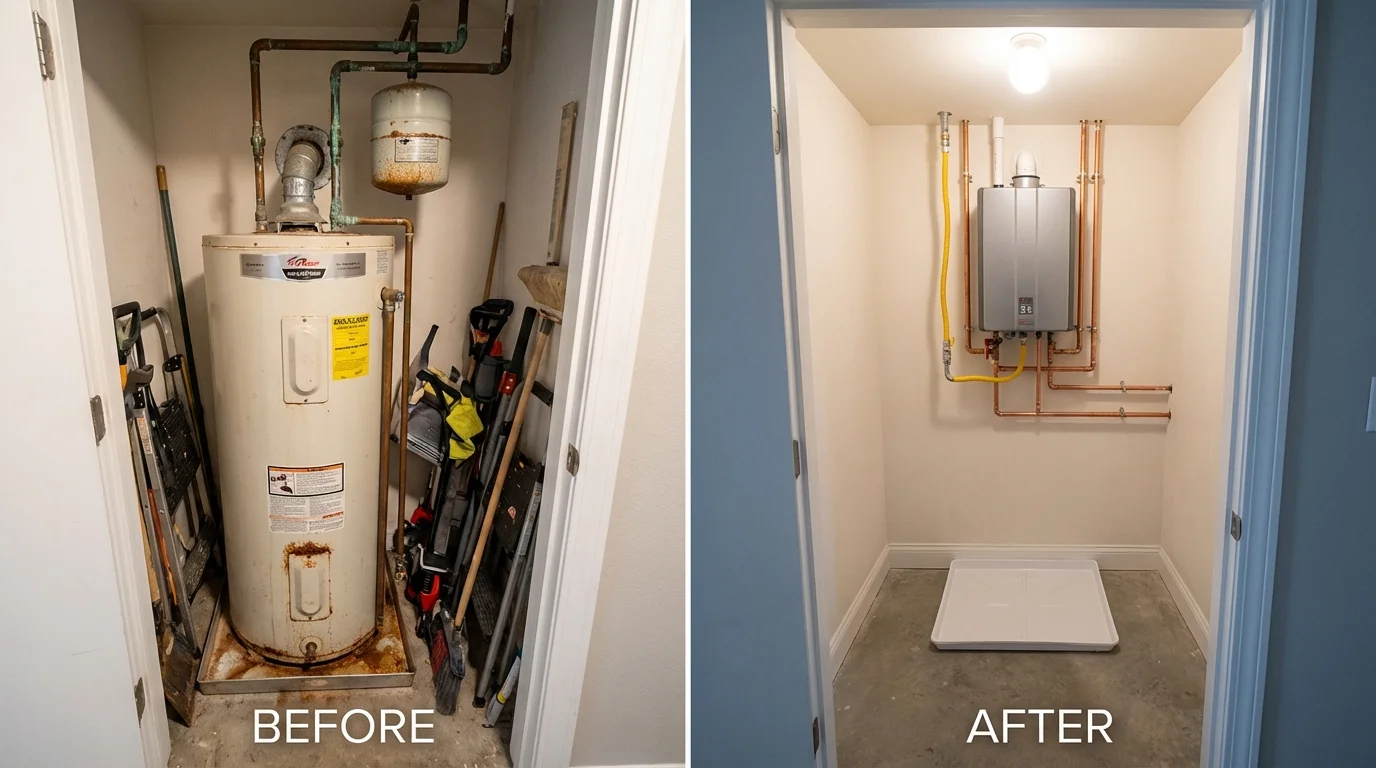 Tank water heater versus wall-mounted tankless unit comparison for Samson, AL homeowners