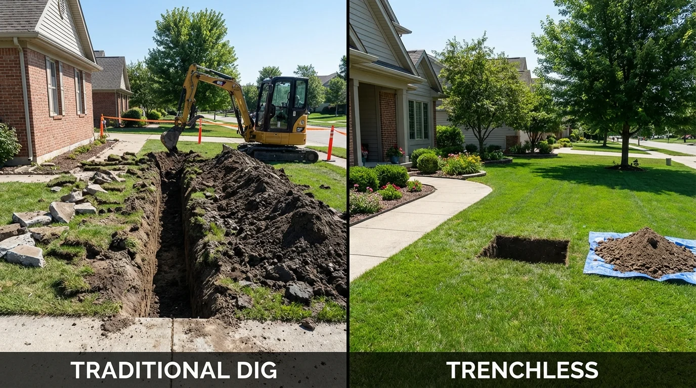 Trenchless sewer repair with minimal yard damage versus traditional excavation in Samson, AL